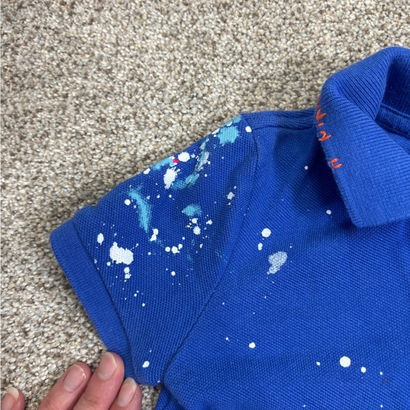 Ralph Lauren Paint Splatter Romper Toddler Boy Baby Boy 18 Months Preppy Collar - Picture 7 of 8